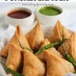 pinterest pin with punjabi samosa photo