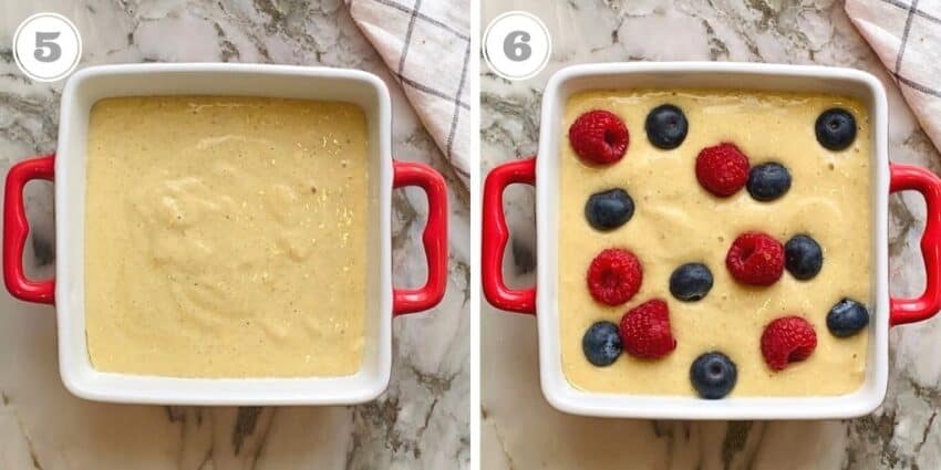 Oat batter topped with berries