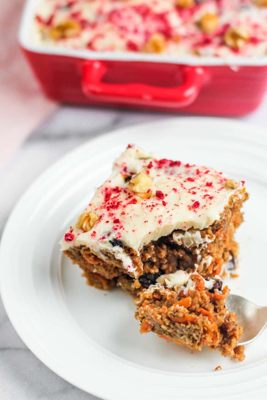 oats carrot cake with cream cheese frosting