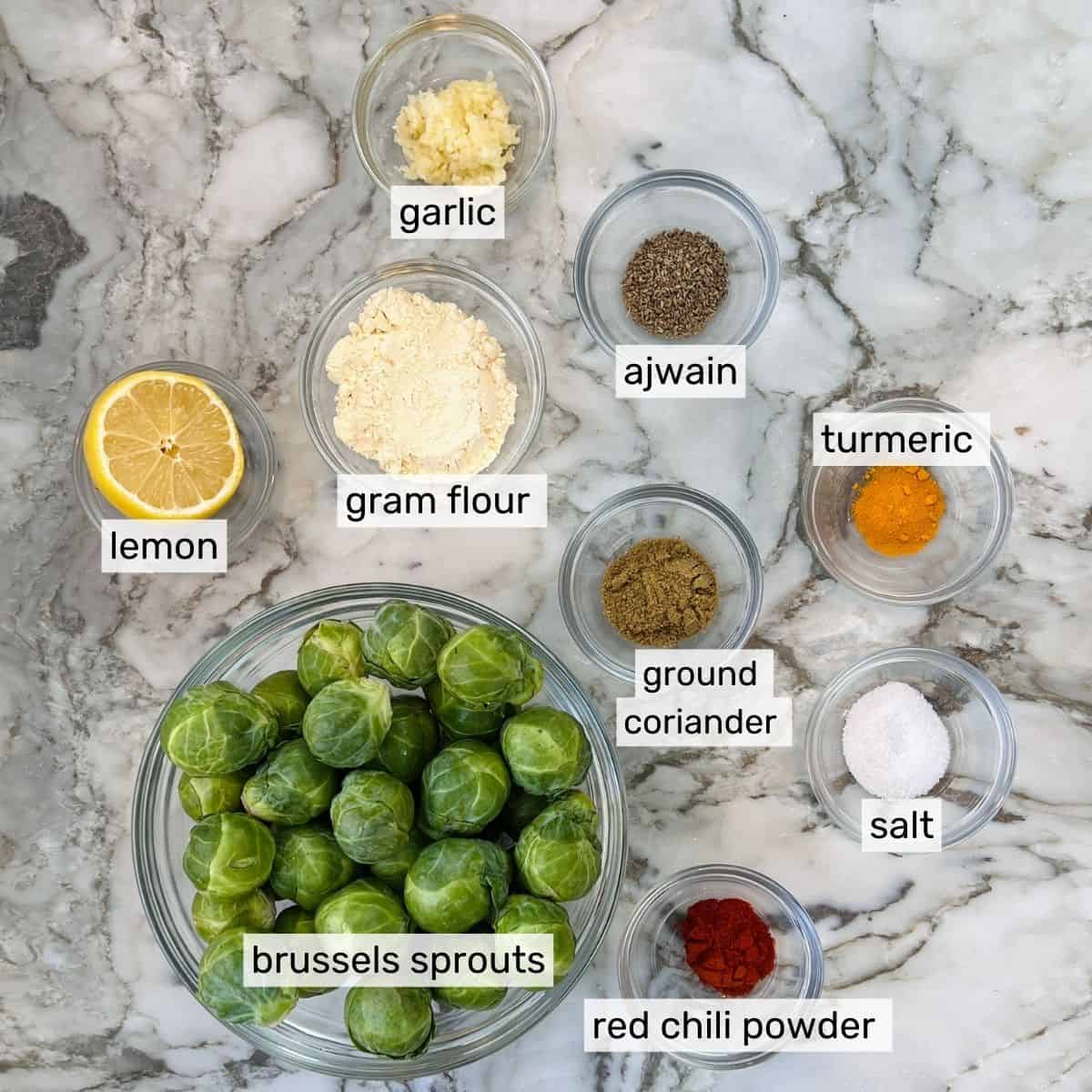 ingredients for crispy shredded Brussels sprouts