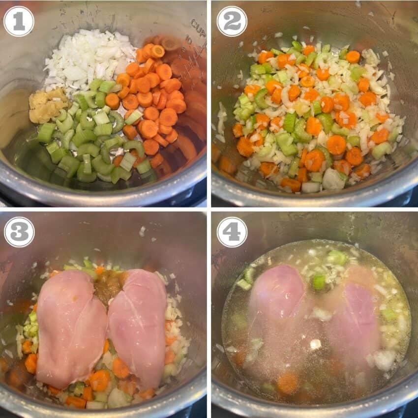 photos showing how to make Instant Pot Chicken soup