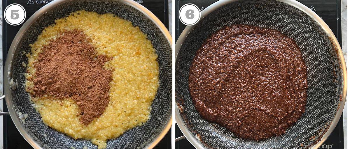 photos five through six showing how to make chocolate modak