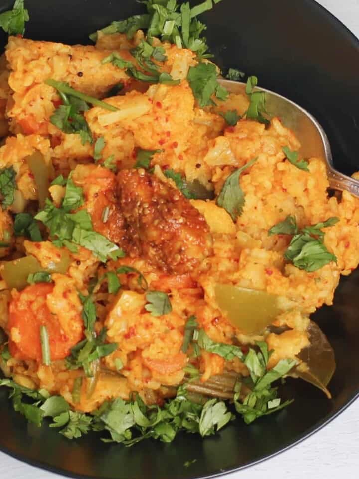 Bisi Bele Bhath served in a bowl