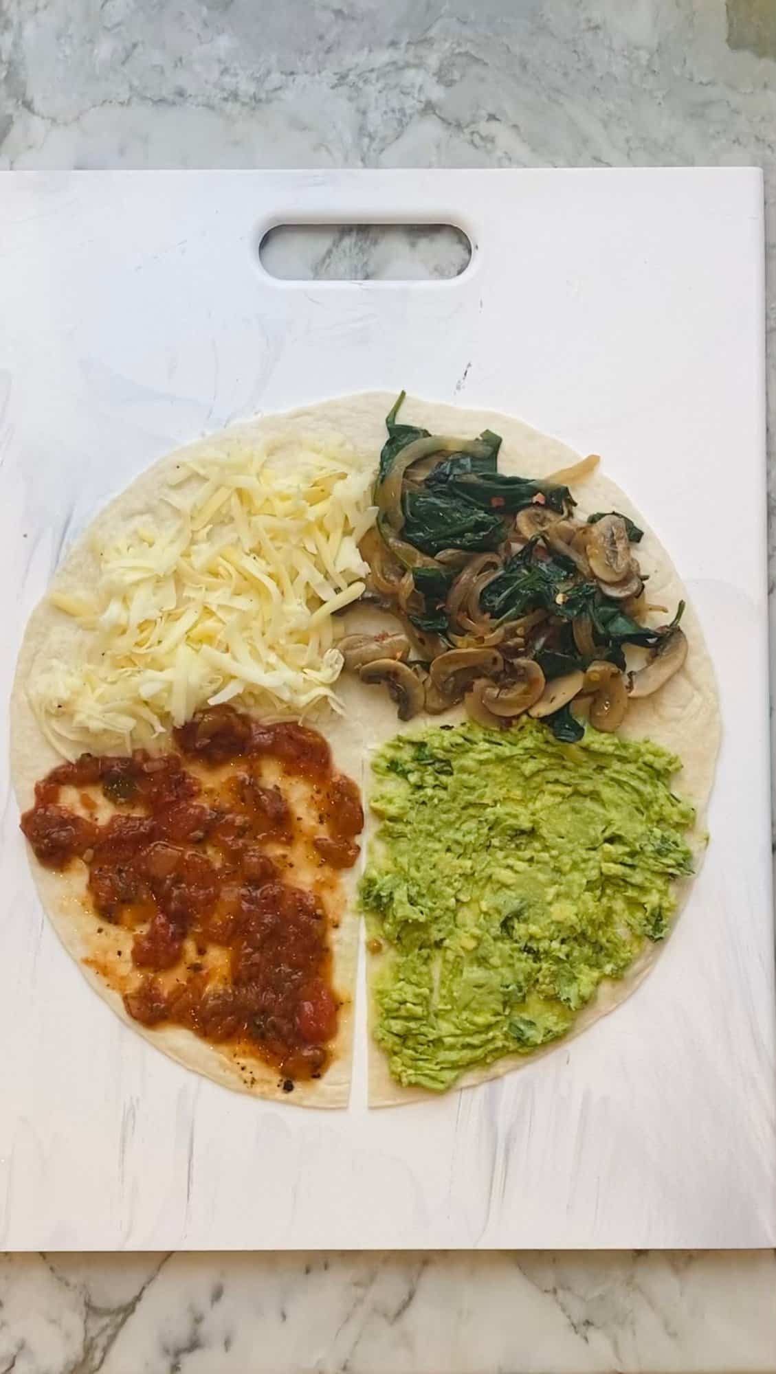 mushroom spinach quesadilla wrap