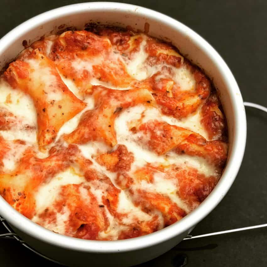 lasagna in a cake pan