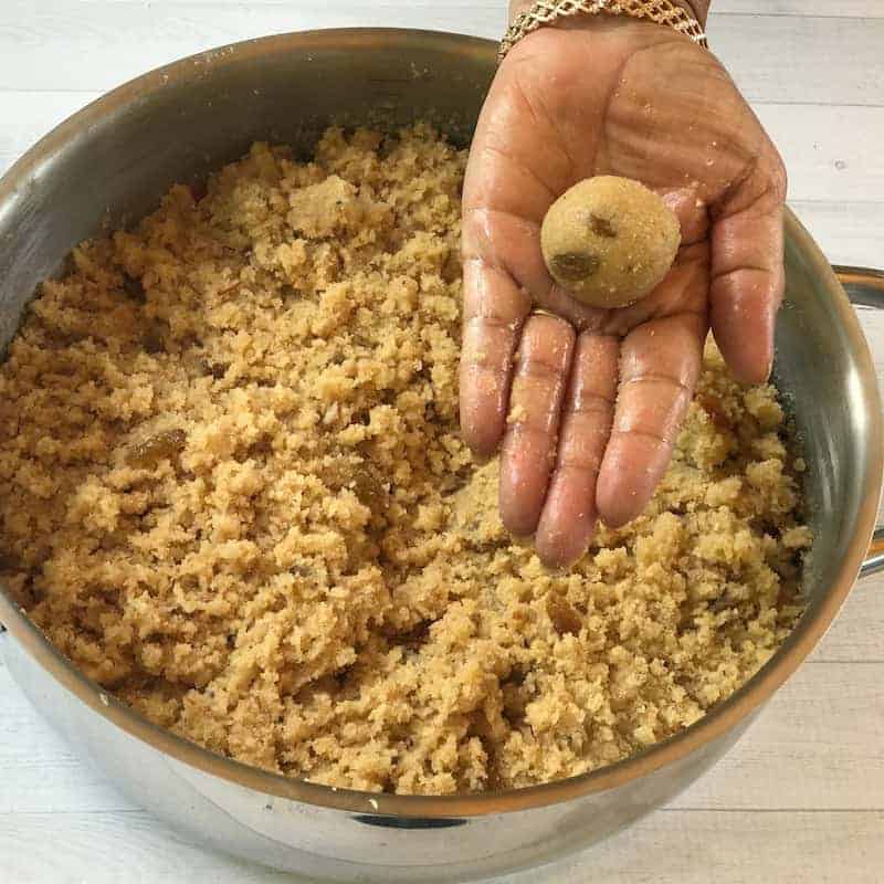 Making round balls using the palm of your hands.
