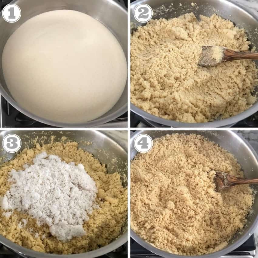 steps one through four of making laddu