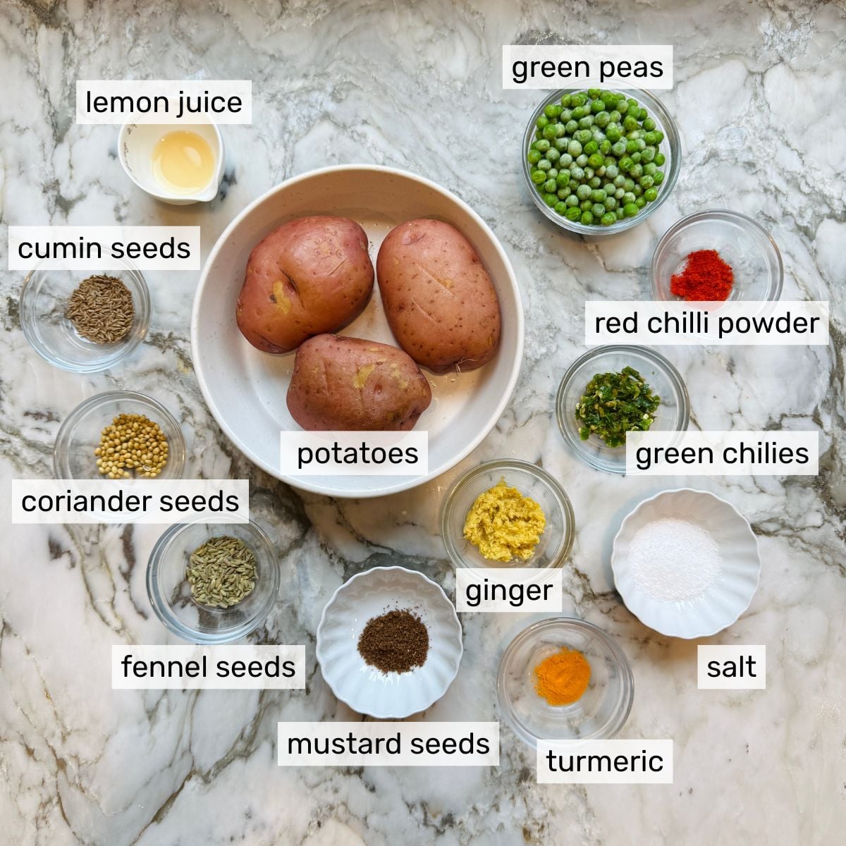 ingredients for samosa fillinf