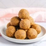 sattu laddu stacked in a platter.